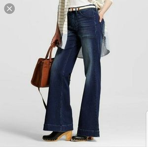 Tribal wideleg denim pants